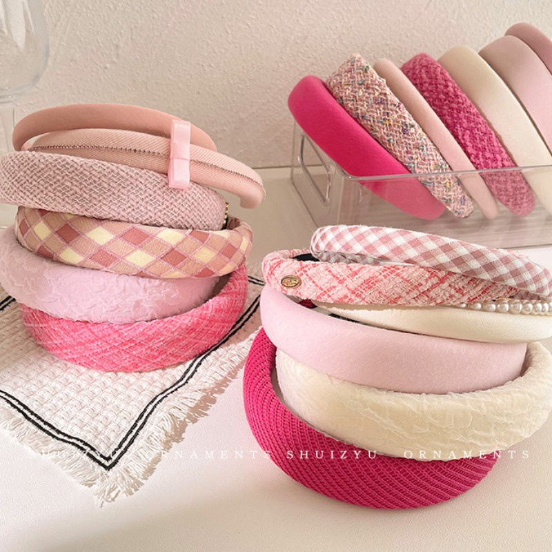 Băng đô cài tóc màu hồng cho bé gái thời trang mới ngọt ngào và dễ thương băng đô bọt biển phụ kiện tóc