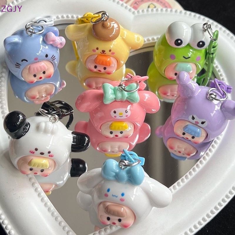 Terokk sanrio anime hello kitty dễ thương dress up keychain phim hoạt hình kuromi melody schoolbag mặt dây chuyền xe hơi trang trí chìa khóa trẻ em món quà kỳ nghỉ mới