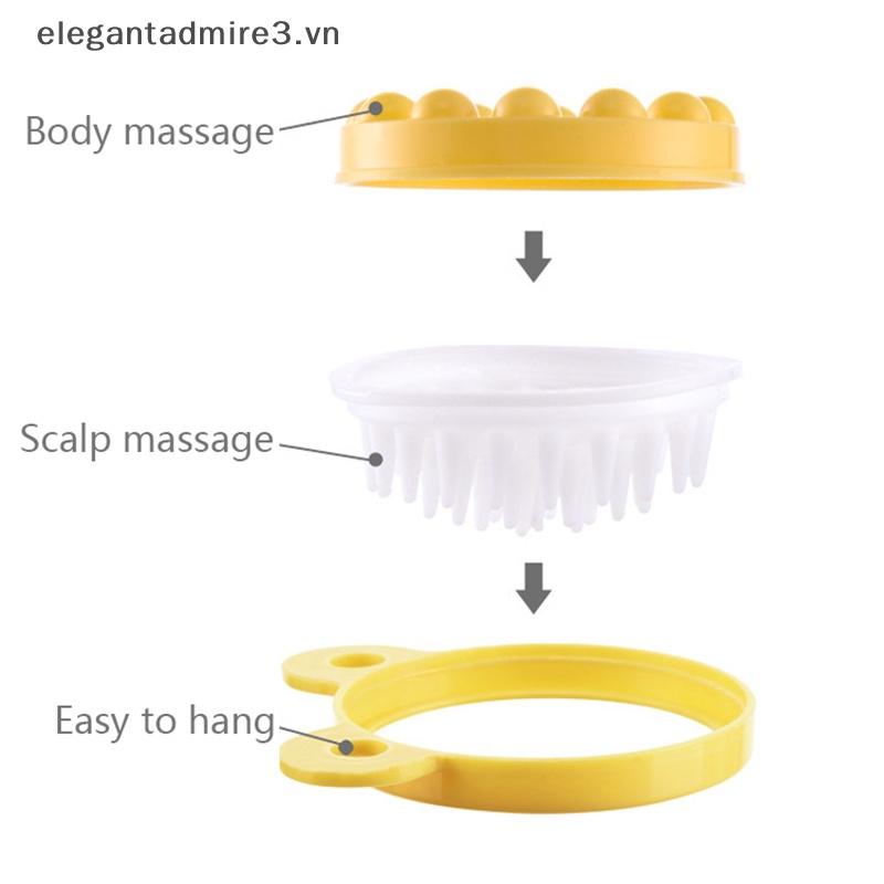 [gant] Nhiều công dụng lược da đầu & massage toàn thân bàn chải gội đầu lược silicon làm sạch bàn chải đánh răng mềm dễ dàng treo dụng cụ chăm sóc tóc ~