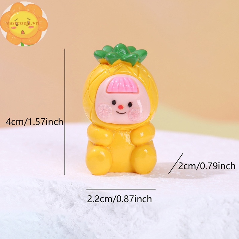 Vastji kawaii fruit strawberry orange durian resin crafts diy doll house decor accessory home car miniature figurine art or decor vn