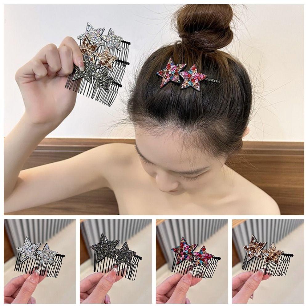 Hejiu Lược Cài Tóc Hình Chữ u Đính Đá Ngôi Sao Năm Cánh Ngọt Ngào Cho Nữ