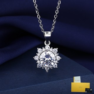 [có Chứng chỉ gra] vòng cổ hoa hướng dương moissanite cổ điển thời trang mặt dây chuyền kim cương trắng 2 chuỗi xương đòn hoa karat