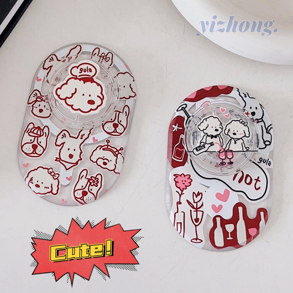 Giá đỡ điện thoại chân đế hoạt hình dễ thương con chó con trong suốt sáng tạo từ tính chân đế cho điện thoại di động trần truồng magsafe case tablet điện thoại di động có thể gập lại anti-drop pc bracket