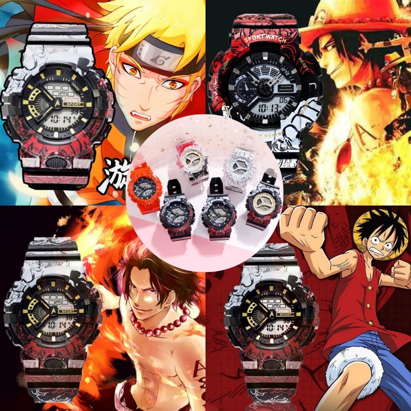 Vua hải tặc trẻ em phim hoạt hình anime xem hoạt hình graffiti thể thao giải trí đồng hồ cos lufei thời trang nam và nữ thể thao đồng hồ điện tử phát sáng