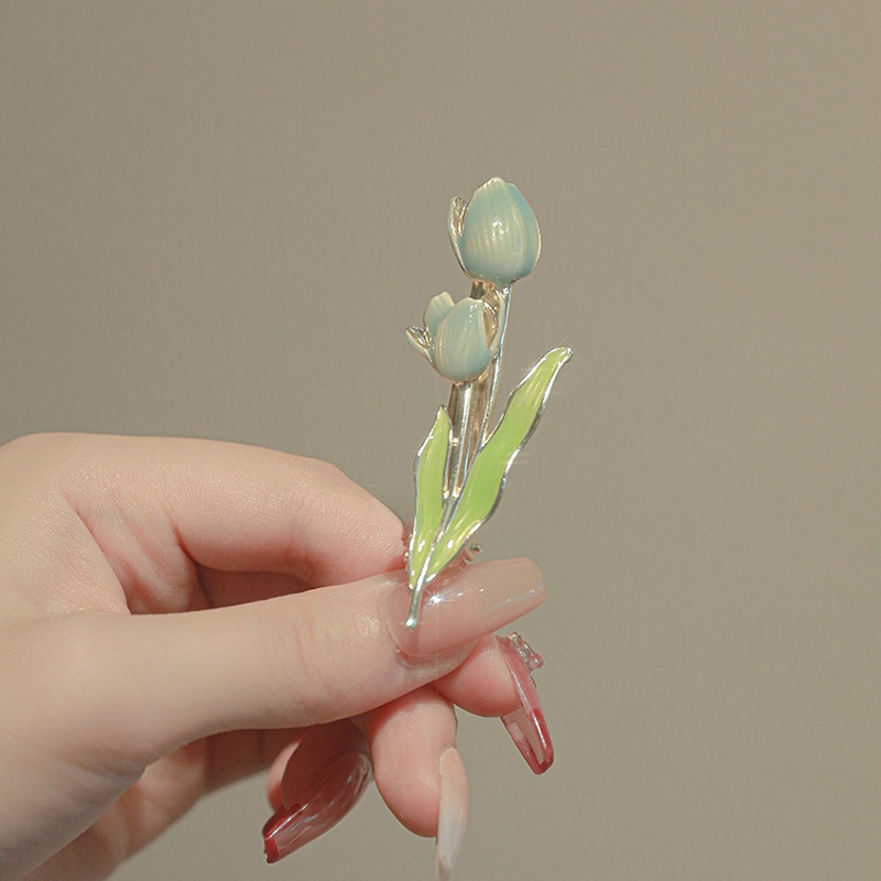 PVN60474 Kẹp Tóc Hình Hoa Tulip Mini Bằng Kim Loại Dễ Thương Cho Nữ