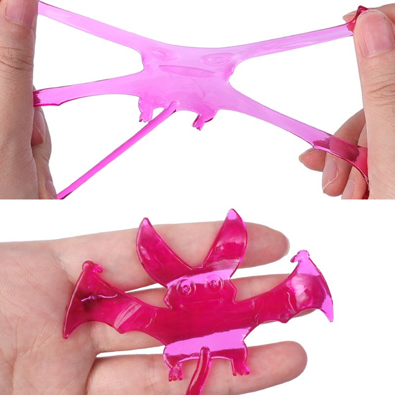 Halloween vui nhộn dơi ma bàn tay bí ngô đồ chơi đàn hồi dính màu rắn có thể co giãn đàn hồi đồ chơi dính cho trẻ em quà tặng