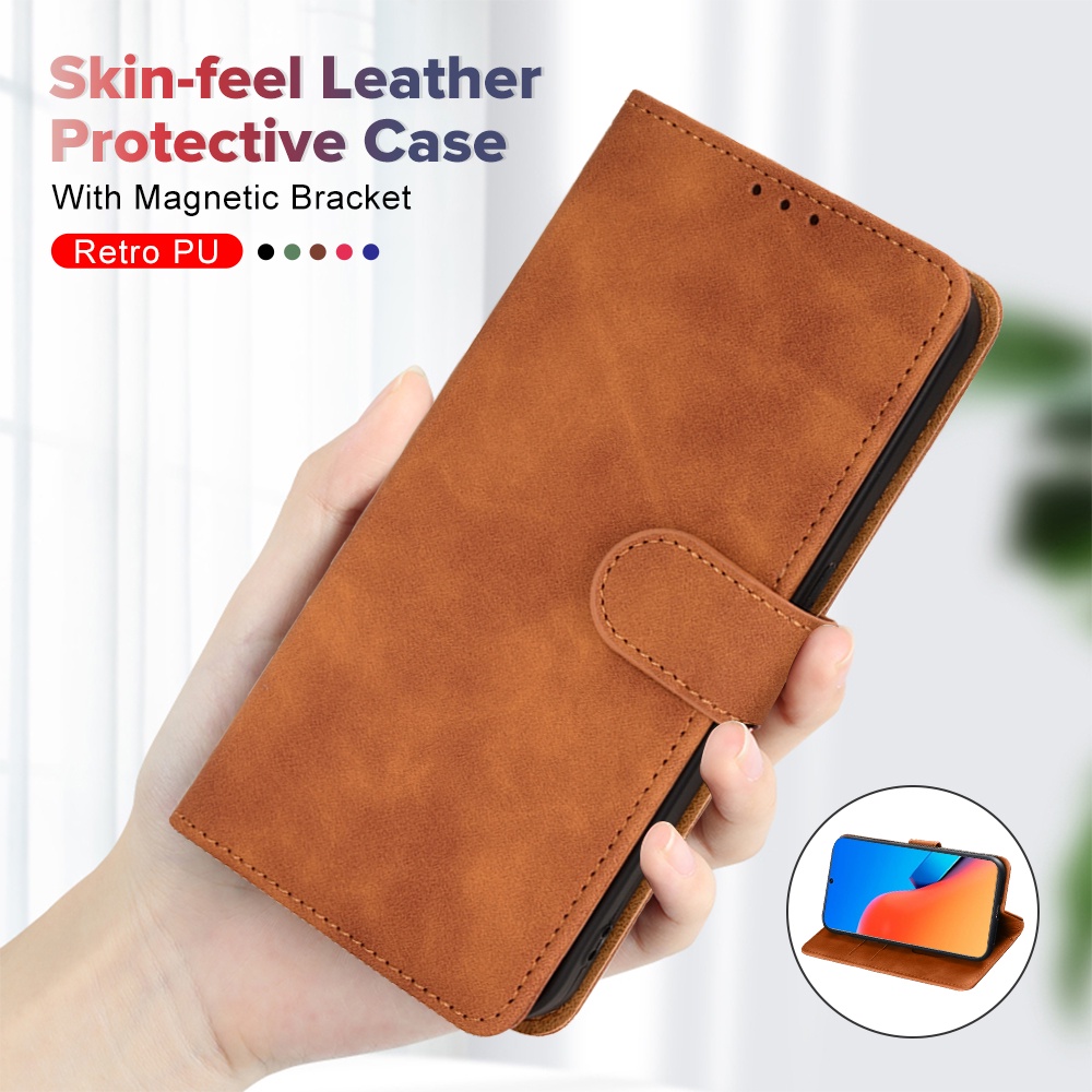 Bao da flip cover cho xiaomi redmi 12 4g case 	Xiaomi redmi 12 4g note 12r 5g coque đứng từ tính có dây buộc