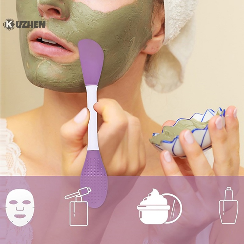 Kuzhen facial mask brush double ended silicone face mask dụng cụ làm mặt nạ đất sét hot