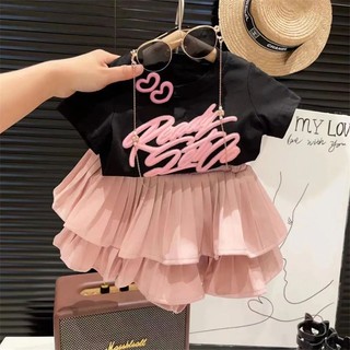 Ready stock summer new style fashion letter cute suit phiên bản hàn quốc girls fashion casual short-sleeved suit girls sports suit girls summer suit girls suit girls suit girls suit girls suit phiên bản hàn quốc