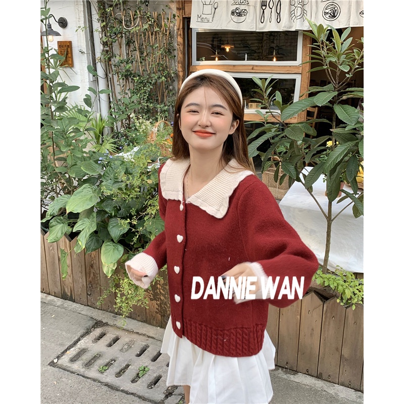 DannieWan  Áo Len áo cardigan áo nữ len Dễ thương Thể thao Fashion Cổ điển A21K03X 36Z230909