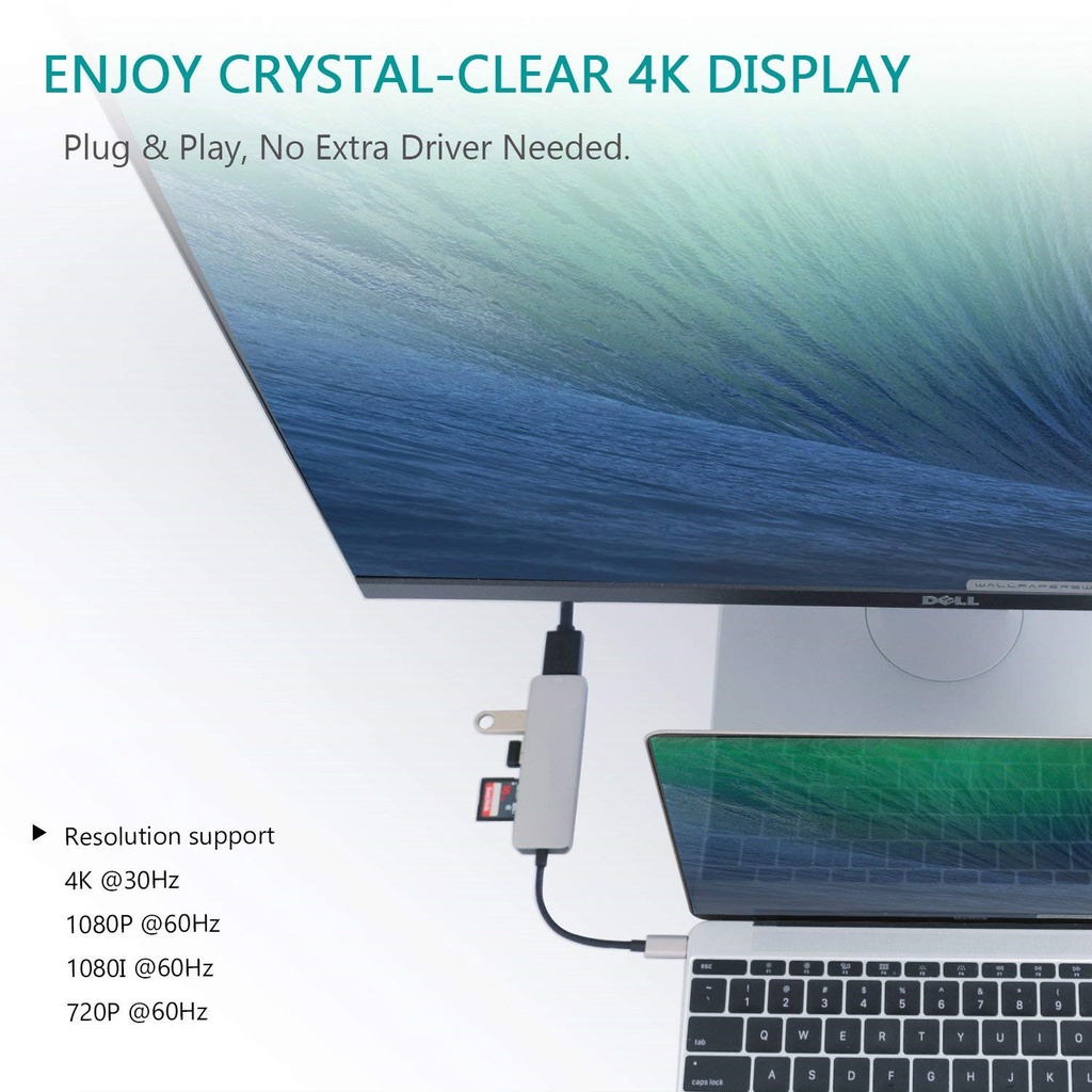 Usb 3.1 type-c hub to hdmi-tương thích adapter 4k thunderbolt 3 usb c hub tf sd reader slot pd cho macbook pro / air / huawei mate