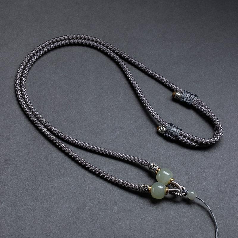 Huasu Dây Đeo Cổ Bằng Đá Ngọc Bích Hetian Tự Nhiên Dệt Tay Pixiu Guanyin 4.1 Dành Cho Nam Và Nữ