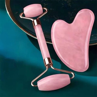 Bộ 2 cây lăn massage bằng ngọc thạch anh hồng chống lão hóa giảm bọng mắt