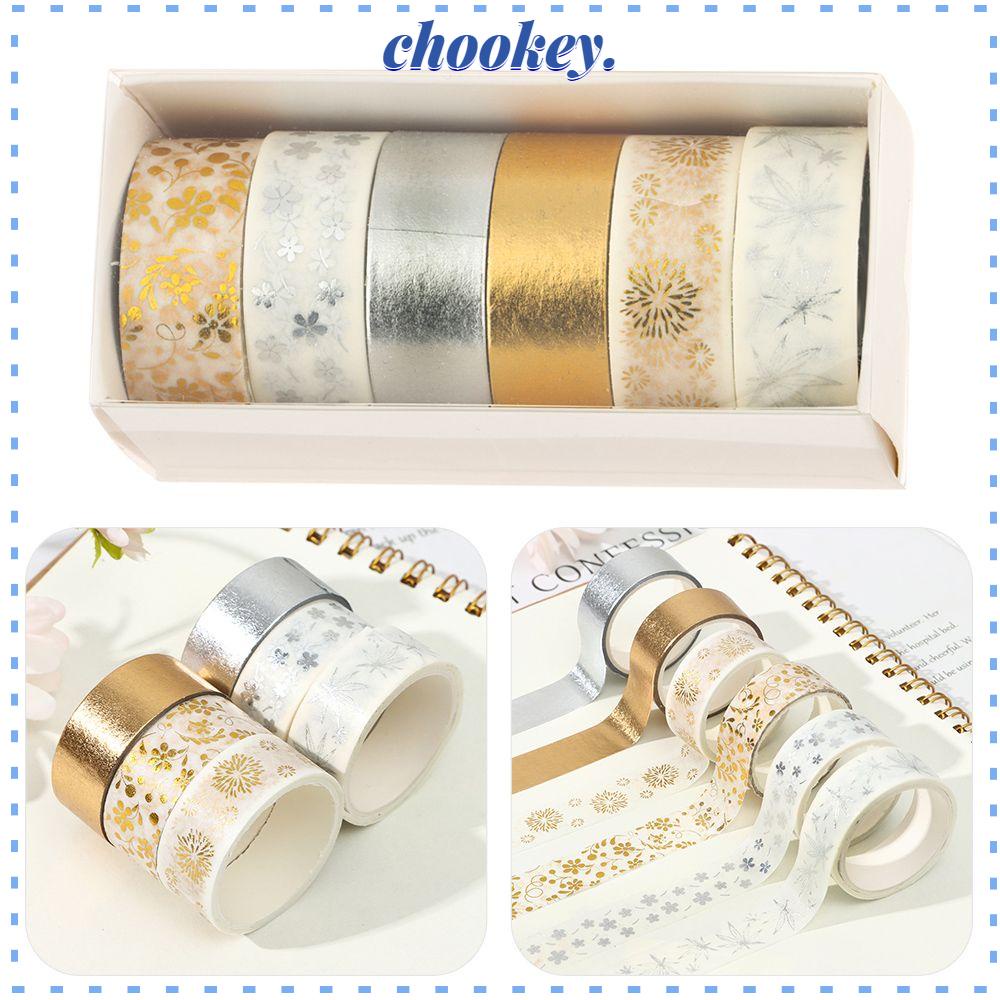 Set 6 Cuộn Băng Dính Washi Màu Đồng Trang Trí Nhật Ký DIY