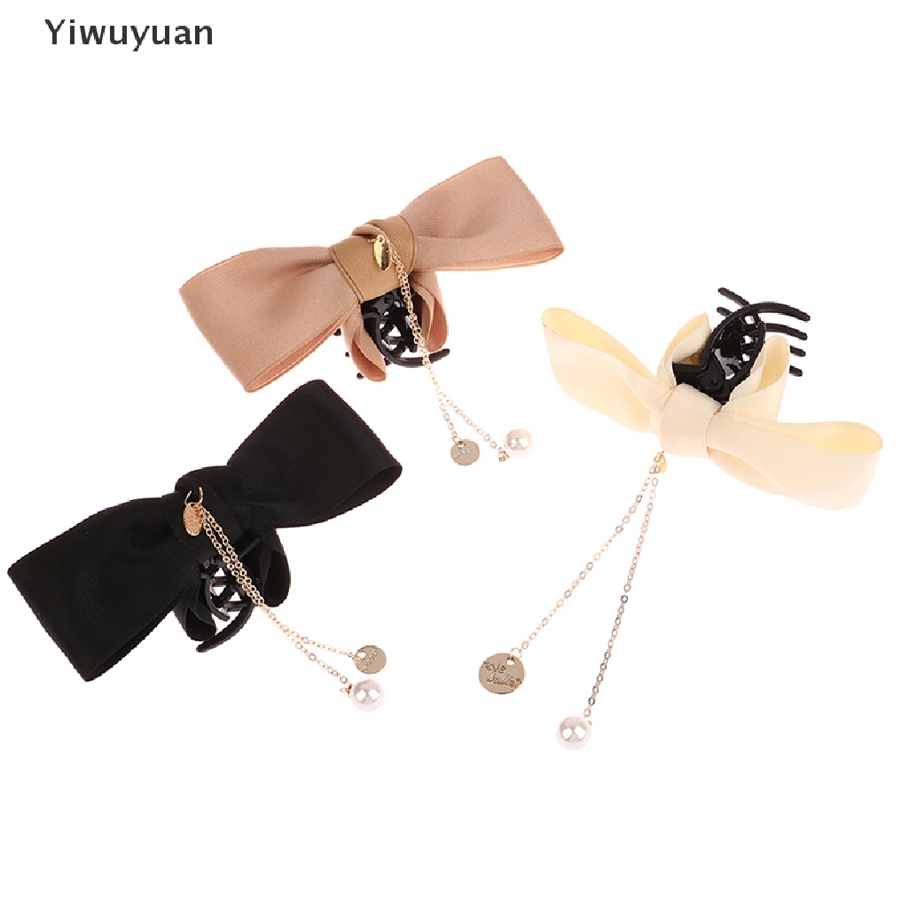 < Yiwuyuan > Kẹp Tóc Càng Cua Đính Hạt Ngọc Trai Và Kim Loại Chiffon Thanh Lịch Ngọt Ngào Trang Trí Tóc