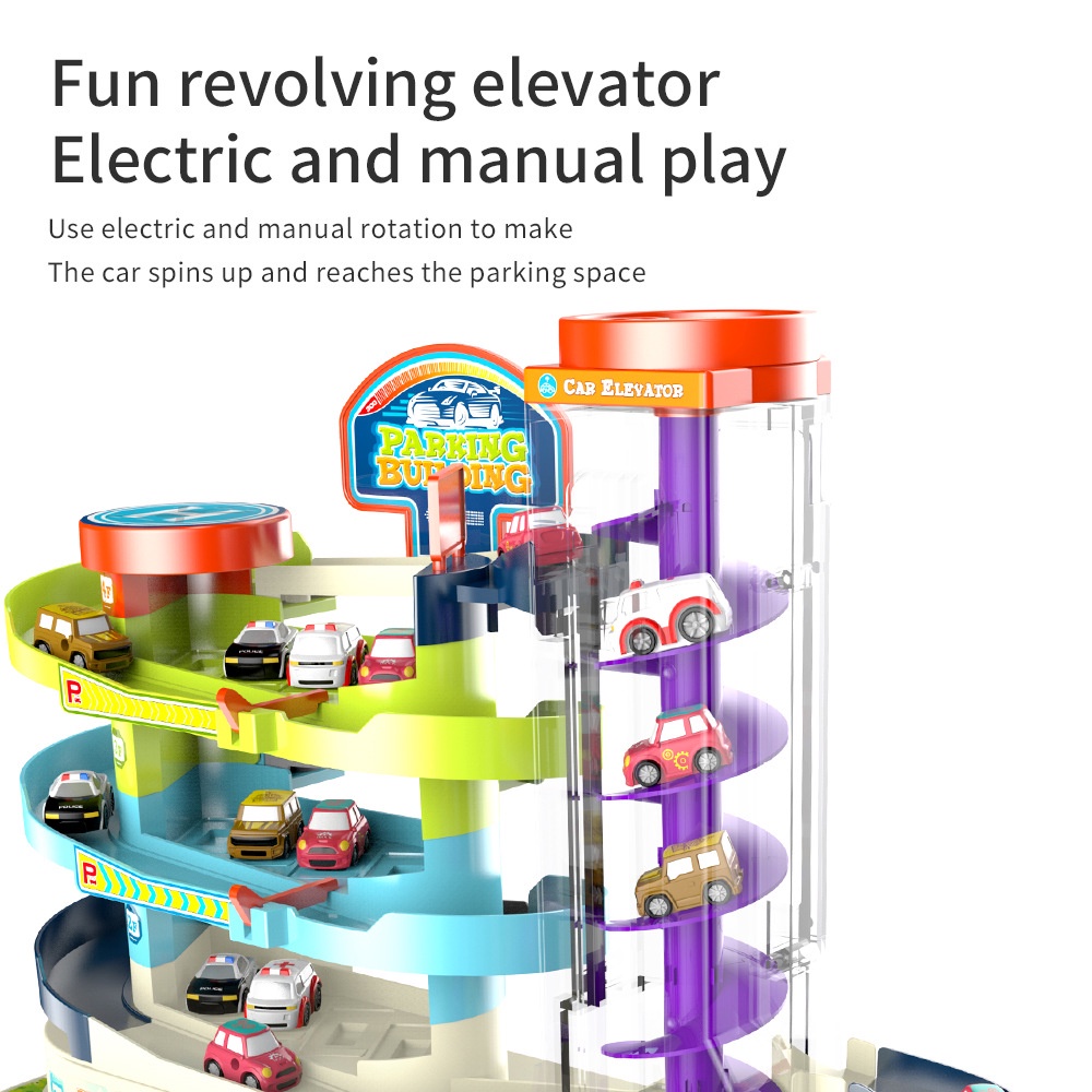 Bộ Đồ Chơi Đường Ray Xe Hơi Chạy Bằng Điện Có Đèn Và Nhạc Vui Nhộn Cho Bé