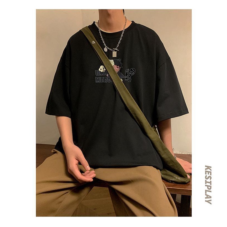 Áo Thun Tay Ngắn Dáng Rộng Phong Cách Hip Hop Đường Phố Mỹ Plus Size Cho Nam