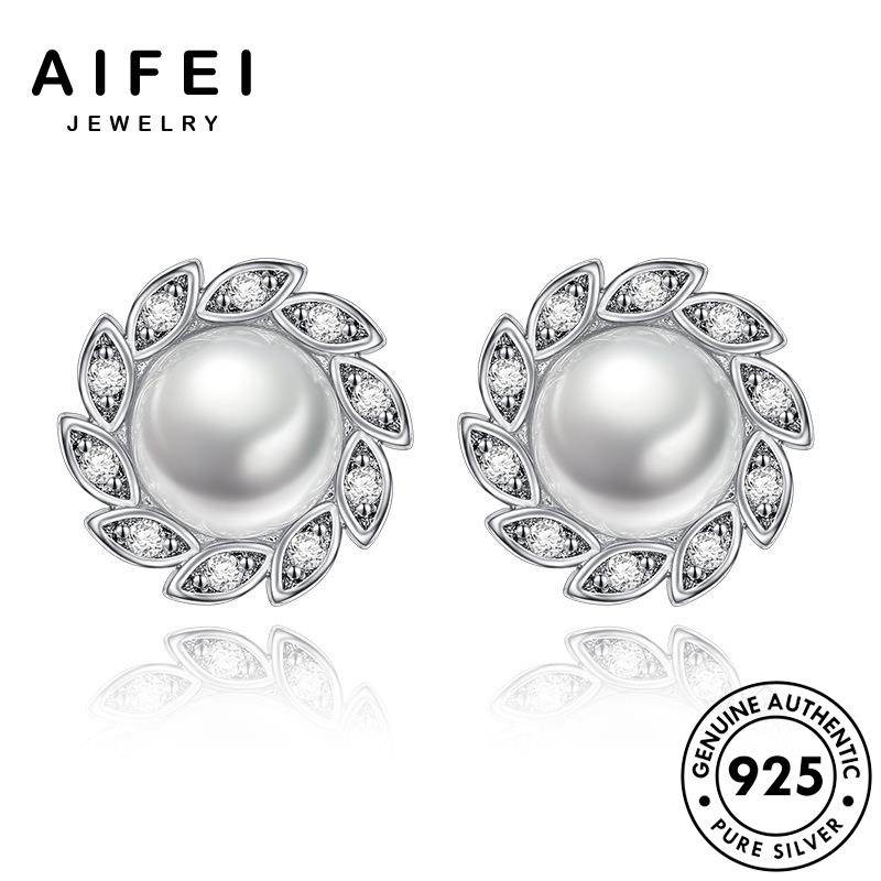 AIFEI JEWELRY tai nữ lá quốc tròn kiện 925 ngọc khuyên Thời vành tua trang sức tạo bạc thời xỏ nguyên thật phụ bản sáng hàn bông trai E104