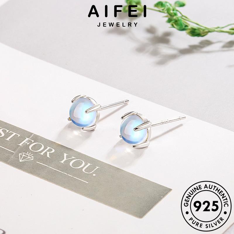 AIFEI JEWELRY tai trang trăng nữ sức thời đá tròn kiện nguyên vành khuyên hàn thời Thời bạc thật mặt quốc 925 xỏ bông trang tua bản vòng phụ E144