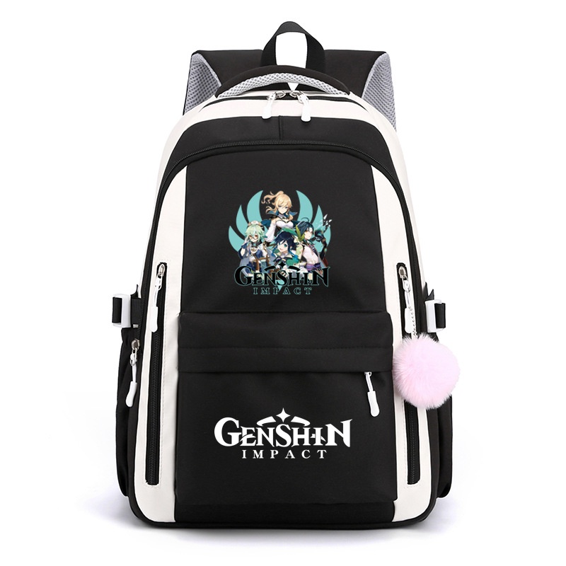 Genshin impact ba lô cho nữ nam sinh viên dung tích lớn không thấm nước thoáng khí in túi thời trang cá tính 1