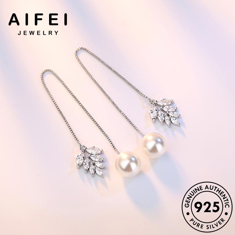 AIFEI JEWELRY nguyên tính trai tua bạc thật tai hàn trang tròn kiện Thời khuyên nữ 925 thời bông ngọc bản quốc xỏ phụ sức vành lá khí E635