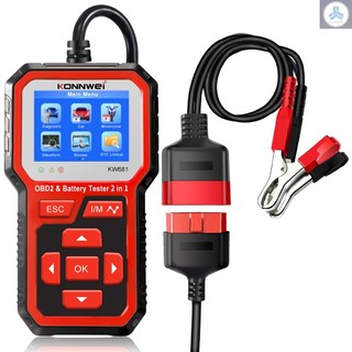 Konnwei kw681 car&motrocycle battery tester & obdii diagnostic scanner tool 2 in 1