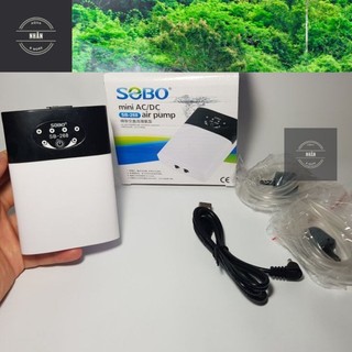 Máy sủi oxy tích điện 2 vòi sobo sb-268 - phòng cúp điện cho hồ cá - tặng kèm dây + quả sủi - nhhân aqua