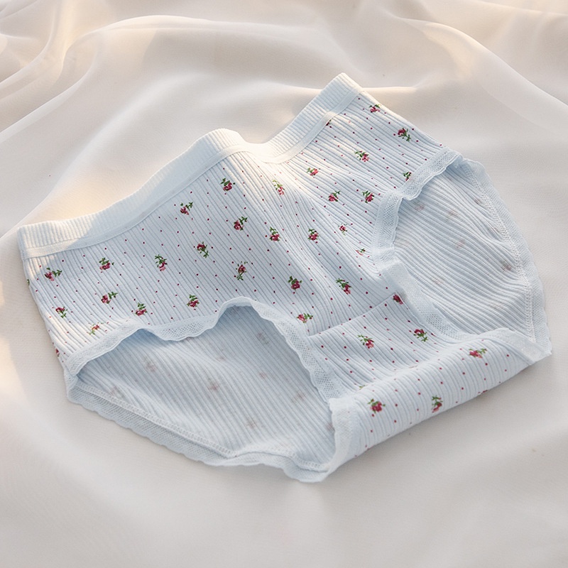 Quần Lót Tam Giác Bằng Cotton Phối Ren Hoa Ngọt Ngào Cho Nữ