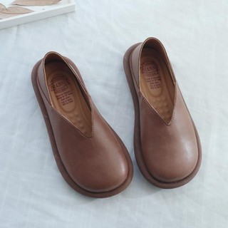 Giày búp bê mũi tròn đế mềm phong cách retro cho nữ