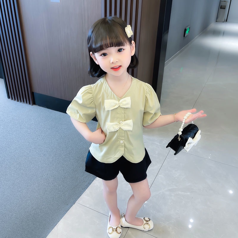 Set Đồ Mùa Hè 2 Món Gồm Áo Tay Cộc + Quần Ngắn Hợp Thời Trang Cho Bé Gái Từ 2 Đến 3-4 - 5-6 - 7-8 Tuổi