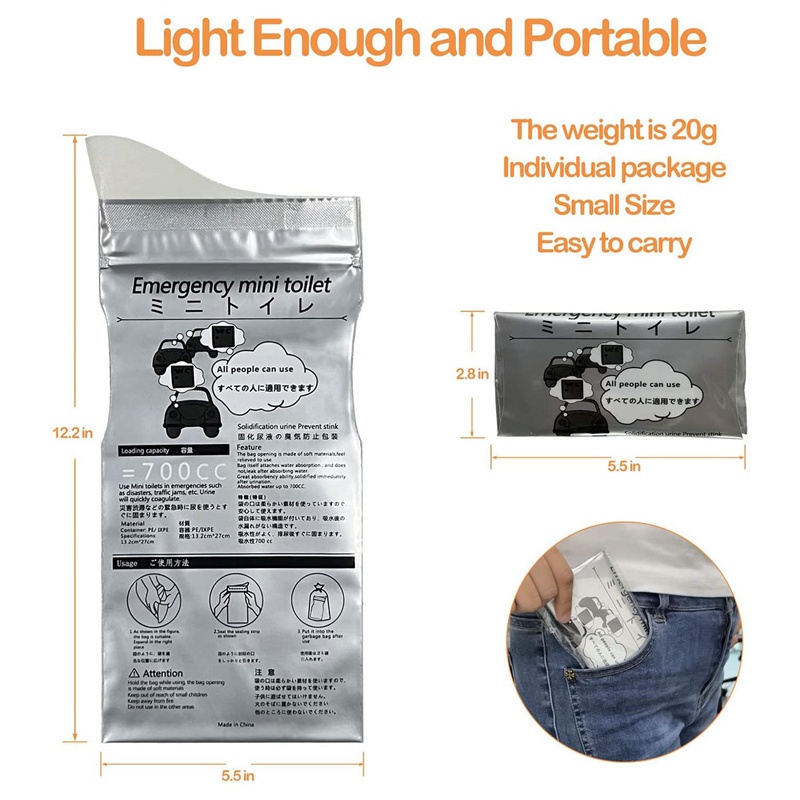 Bộ 20 Túi Đi Vệ Sinh Khẩn Cấp 700ML Dùng Một Lần Tiện Dụng Khi Đi Cắm Trại