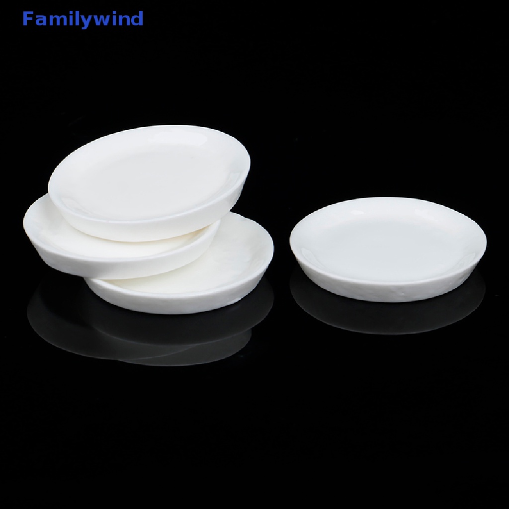 Set 4 Đĩa Tròn Màu Trắng Tỉ Lệ 1: 12 Trang Trí Nhà Búp Bê