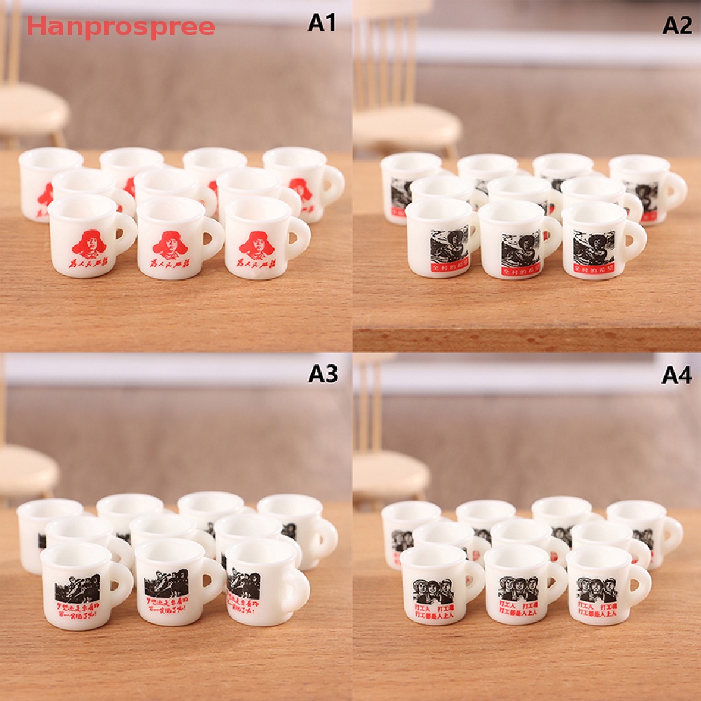 Bộ 10 Cốc Tráng Men Mini Trang Trí Nhà Búp Bê