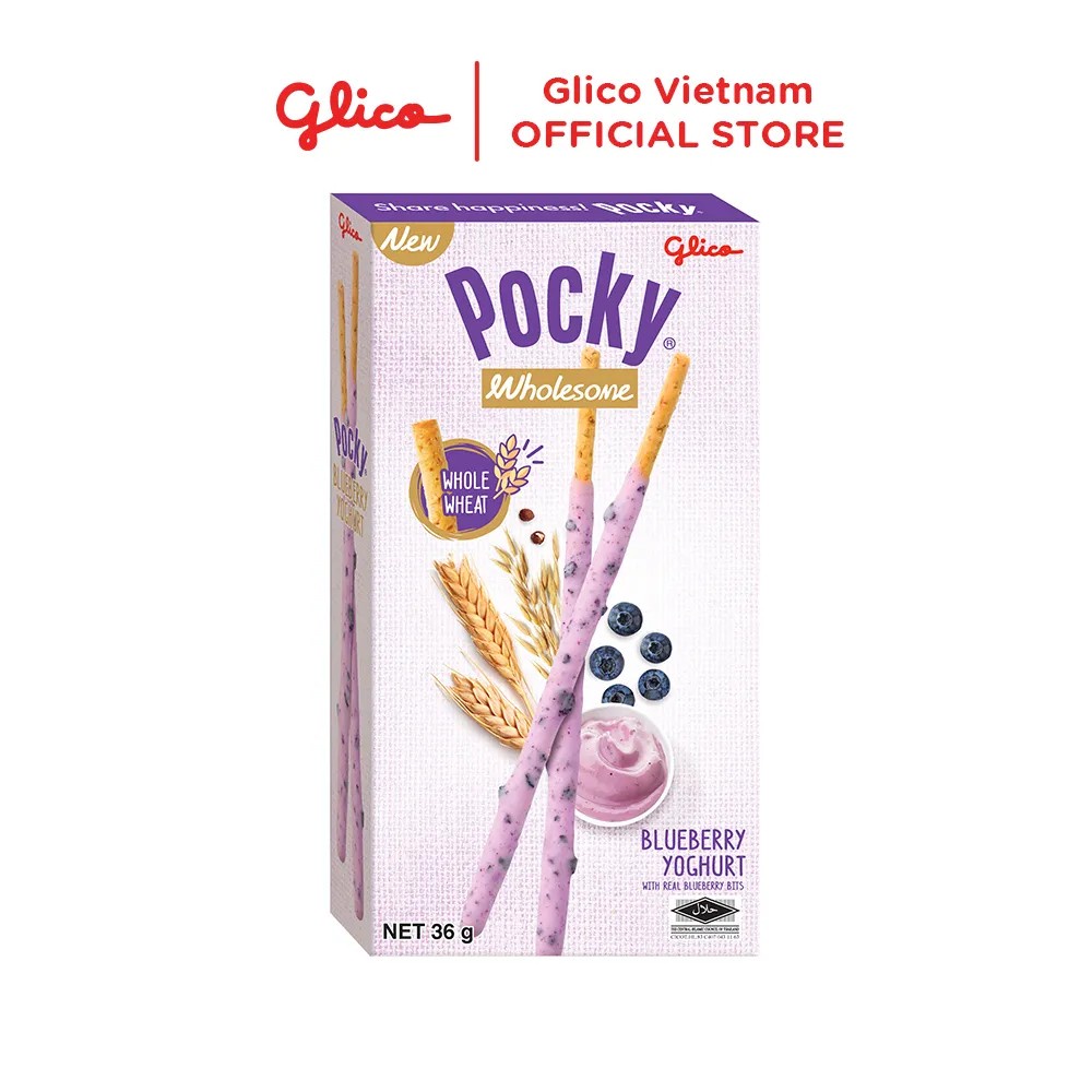 Bánh Que Phủ Kem Ngon-Khỏe-Đẹp Glico POCKY Vị Sữa Chua Việt Quất Hộp 36g