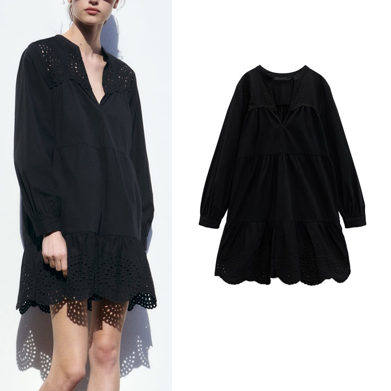 Zara Đầm mini Dáng Rộng Thêu Họa Tiết Thời Trang Mùa Hè Cho Nữ 9878103