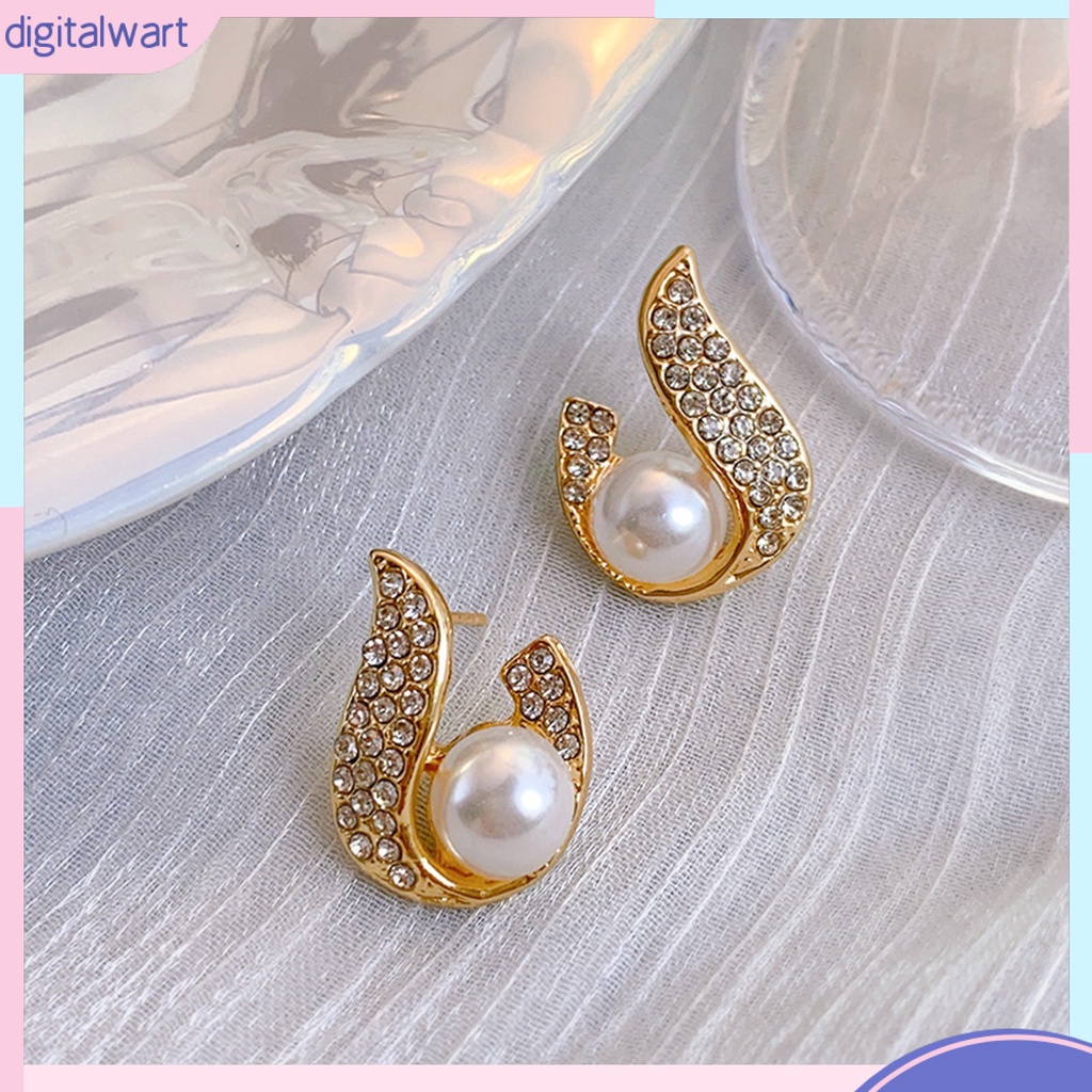 1 Đôi Bông Tai Hình Giọt Nước Đính Ngọc Trai Giả Sang Trọng Bắt Mắt