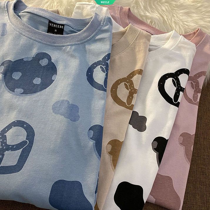 Áo Thun Ngắn Tay Dáng Rộng Thời Trang Mùa Hè Hàn Quốc 2023 Dành Cho Nữ