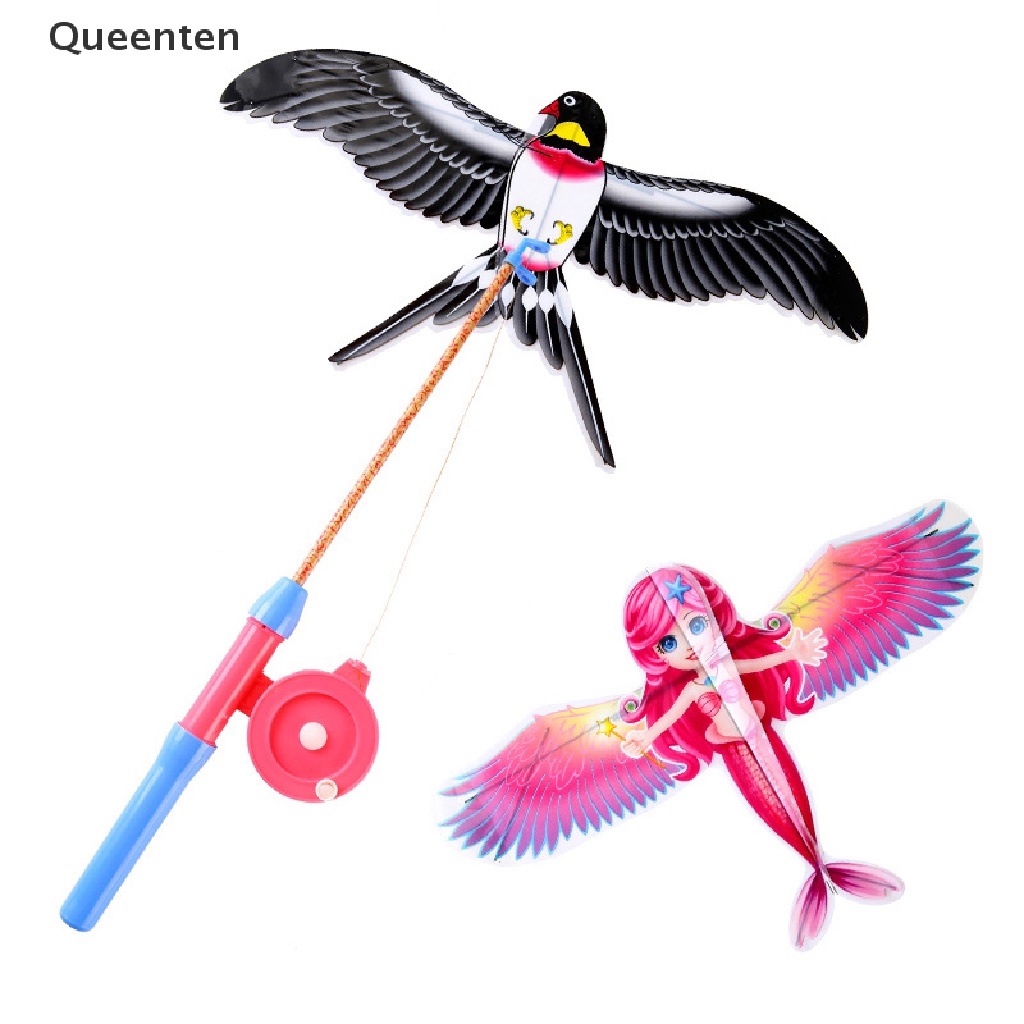 Diều Đồ Chơi Mini Bằng Nhựa Họa Tiết Hoạt Hình + Cần Câu Cá 40cm Cho Bé