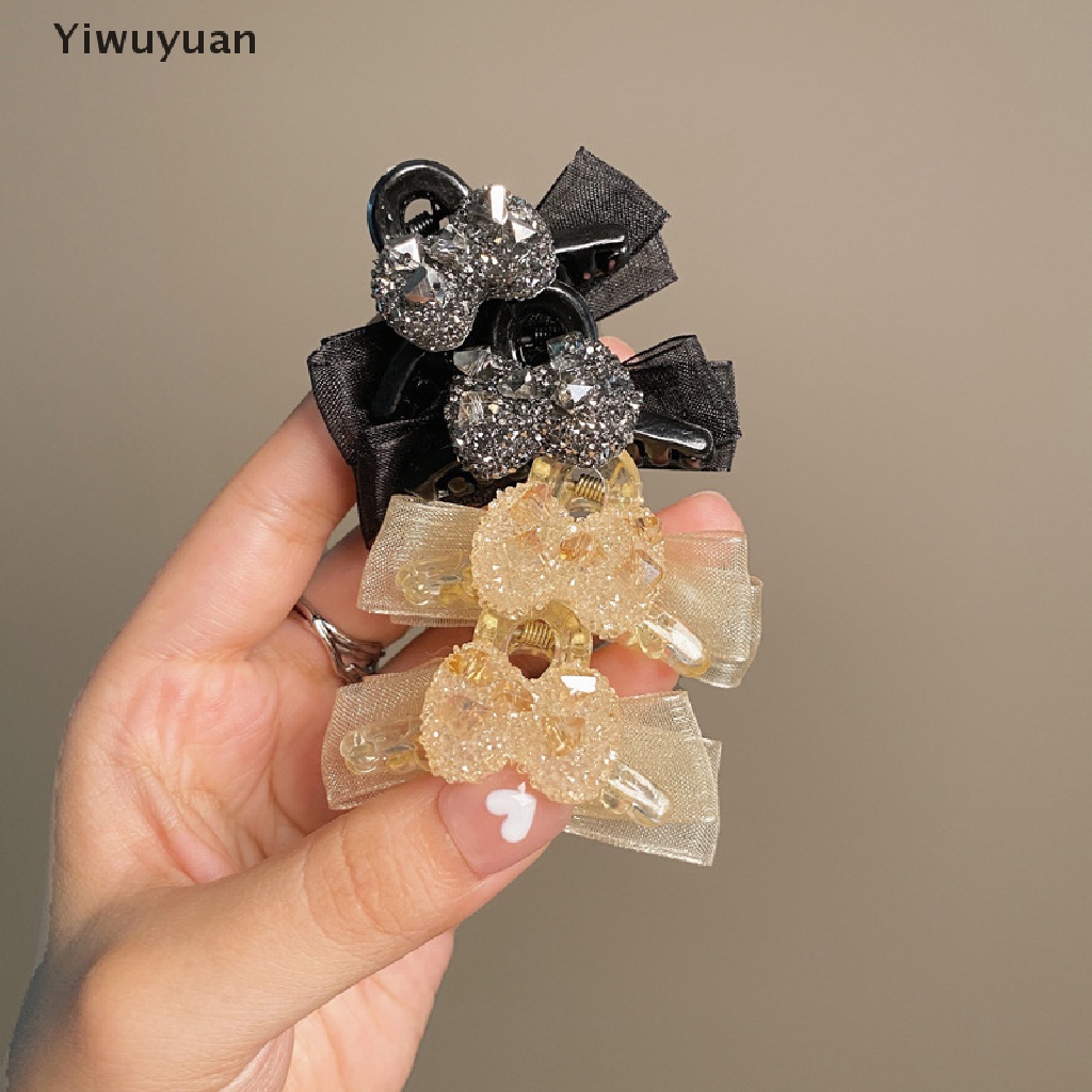 &lt; Yiwuyuan &gt; Kẹp Tóc Càng Cua Hai Mặt Đính Nơ Nhỏ Cá Tính Phong Cách Hàn Quốc Cho Nữ