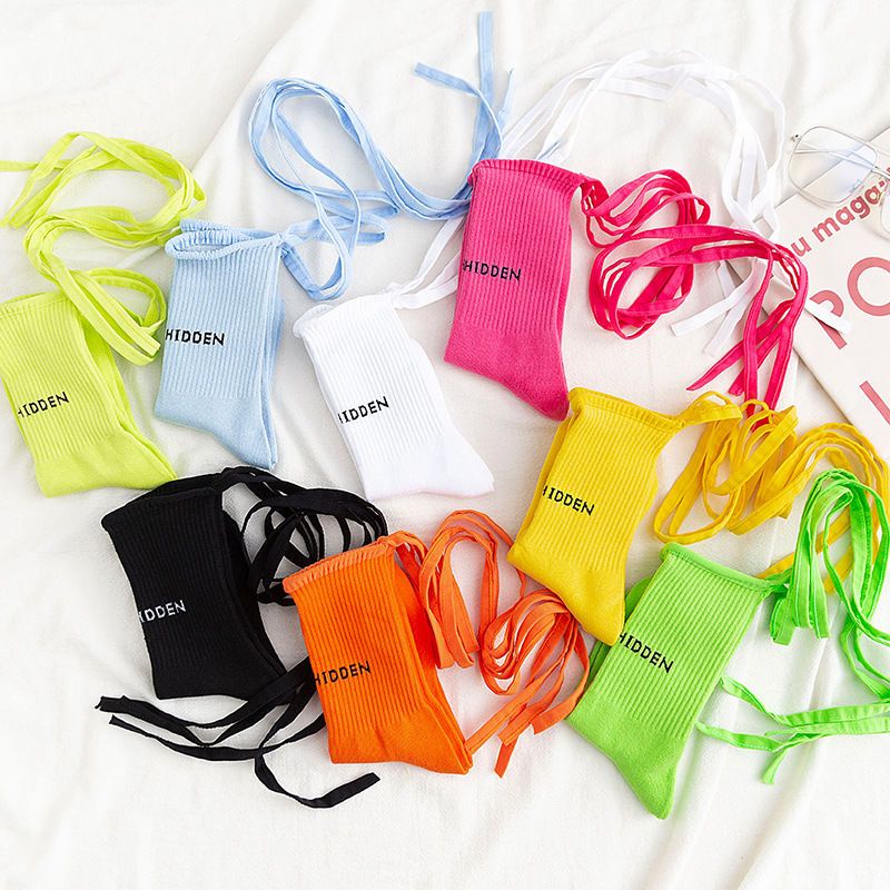 Hàng Mới Về Jiashucheng Vớ Dây Chéo Màu Xanh Lá Dạ Quang Thời Trang Thu Đông Mới Cho Nữ