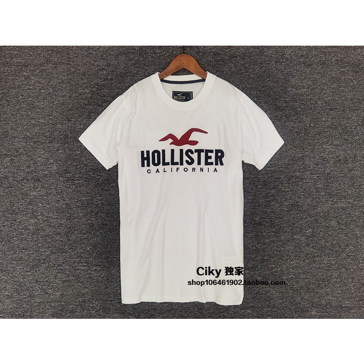 Áo Thun cotton Ngắn Tay Cổ Thuyền Hollister AF Hoco seagull Cá Tính Cho Nam