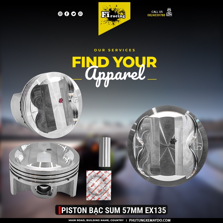 Piston bạc ắc trái 57 mm Exciter 135 150 ex150 Ex135