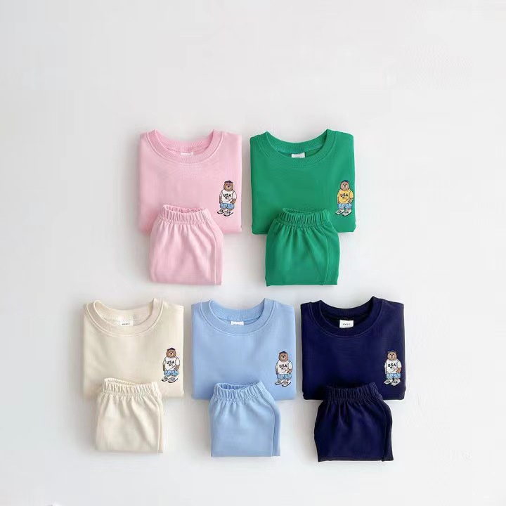 Bộ Áo Thun Tay Ngắn Và Quần Ngắn Bằng Vải Cotton Thời Trang Mùa Hè Hàn Quốc Dành Cho Bé Trai Gái