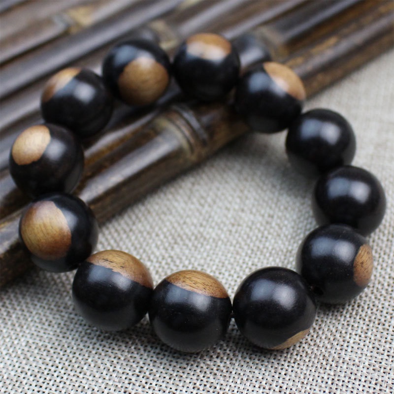 Vòng Tay Âm Dương Bằng Gỗ Mun Đàn Hương Thời Trang Cho Cặp Đôi