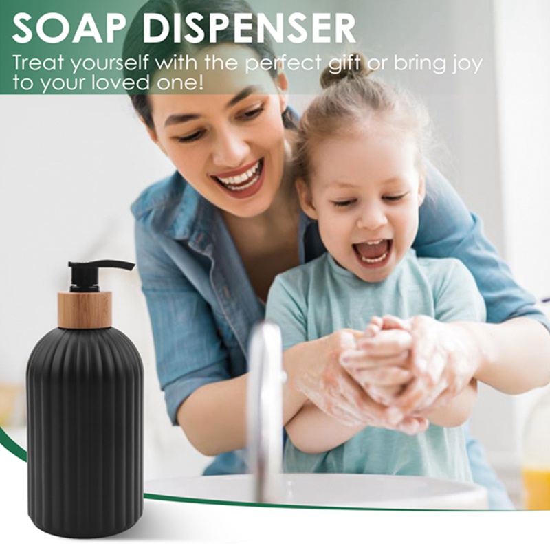 Bộ Bình Đựng Xà Phòng Thủy Tinh 14Oz Kèm 2 Khay Gỗ Dành Cho Trang Trí Nhà Bếp Phòng Tắm Nông Trại