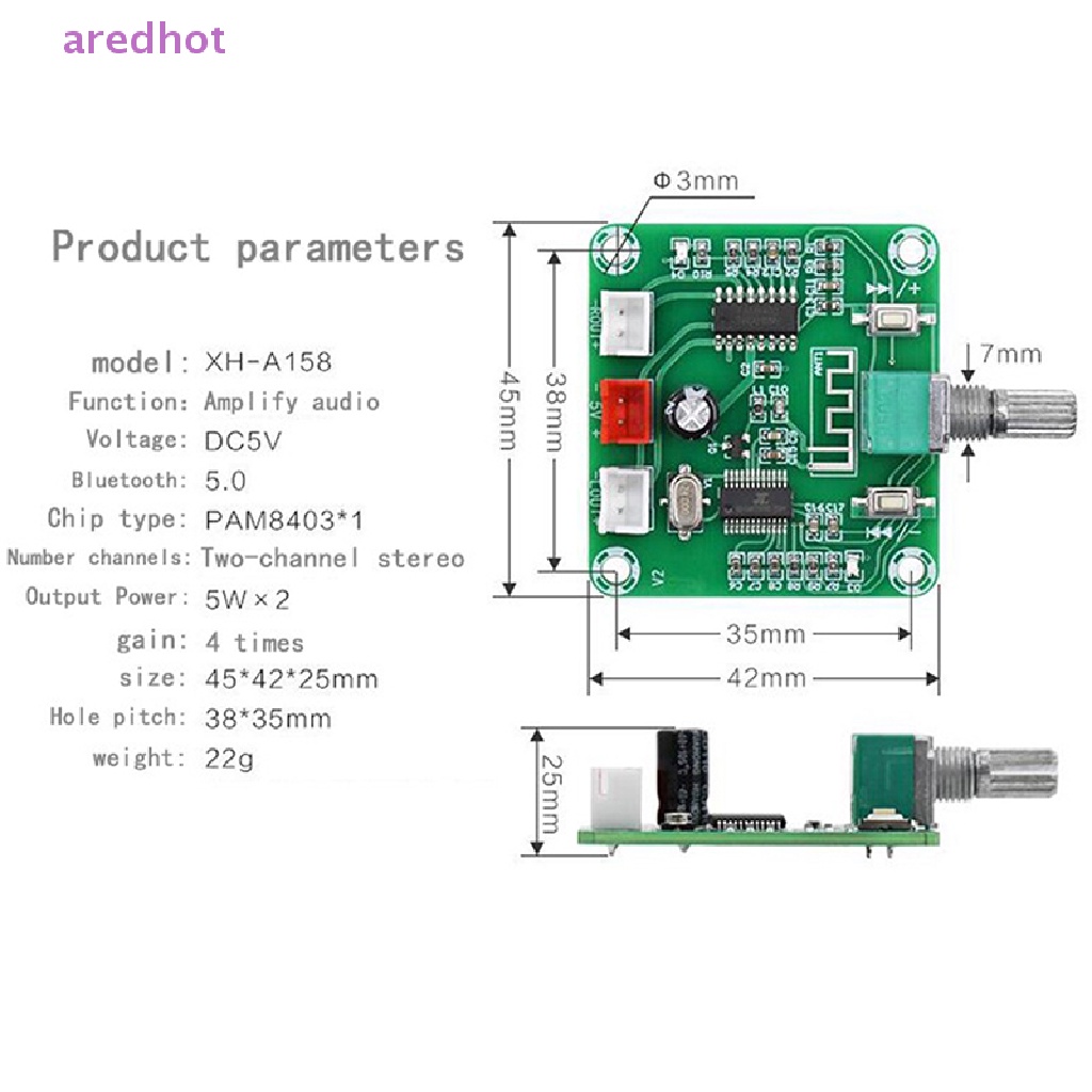 Bảng Mạch Khuếch Đại Âm Thanh PAM8403 XH-A158 Bluetooth 5.0 Không Dây Năng Lượng Thấp Mới
