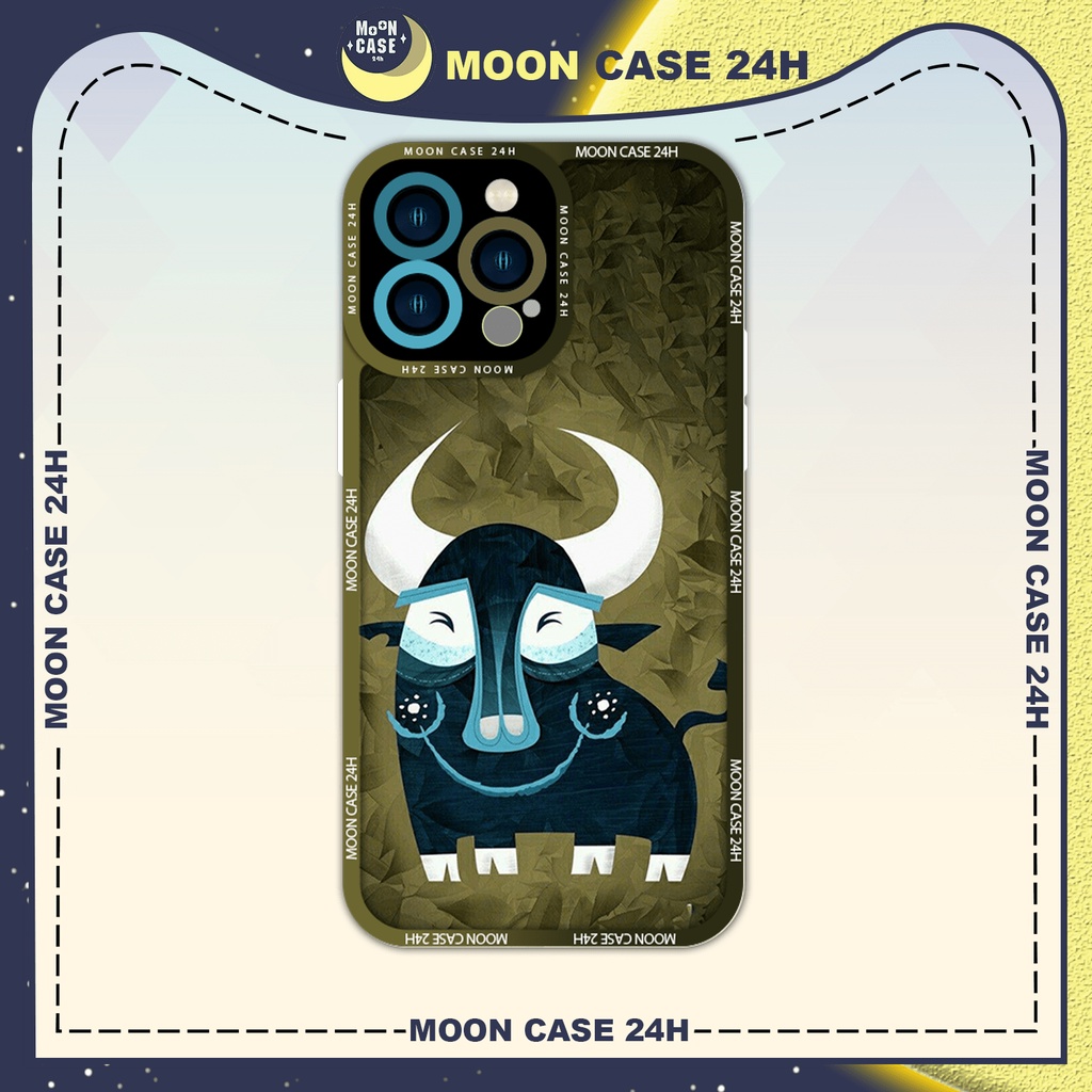 Ốp lưng iphone MOON CASE 24H Hình Trâu Sừng Trắng ip 8/x/xs/xsmax/11/12/13/14pro/plus/promax