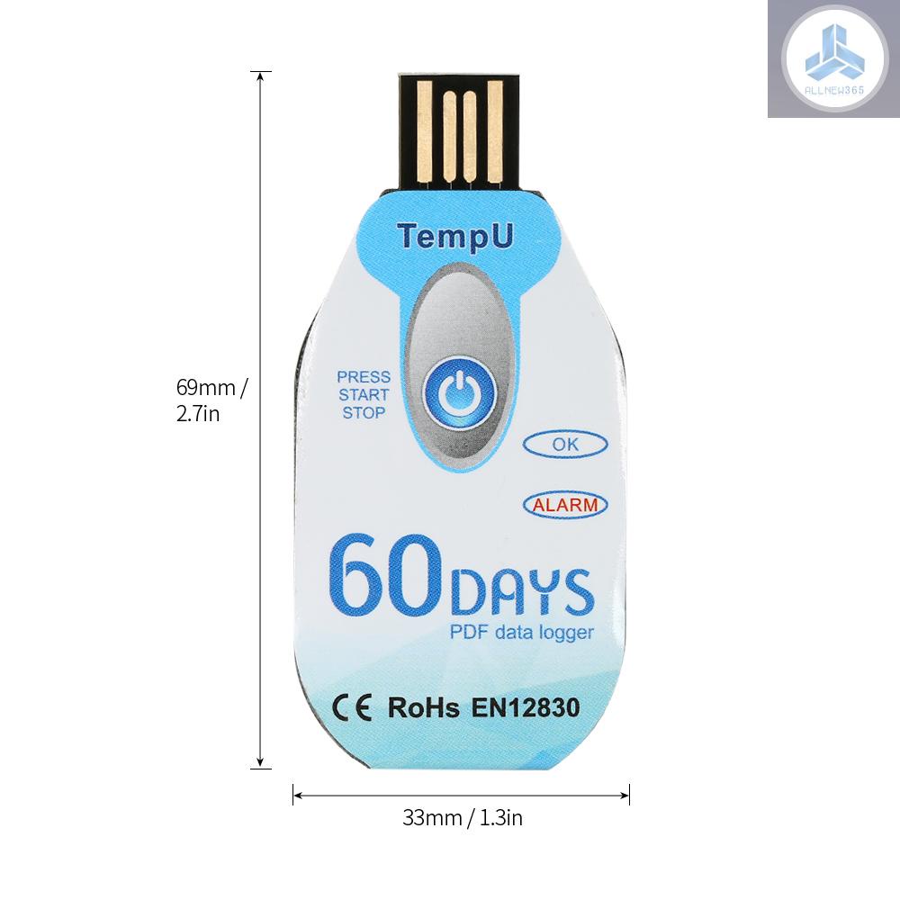 Waterproof USB 2.0 PDF Disposable Temperature Data Logger 60 Days Cold Chain Thermometer Recorder for Biological/Medicine Chemical Industry