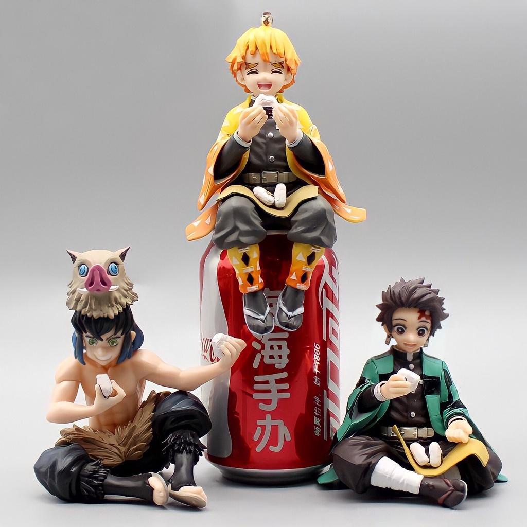 Mô hình Kimetsu No Yaiba dáng ngồi ăn, figure demon slayer decor trang trí PC làm quà, anime thanh gươm diệt quỷ NO BOX