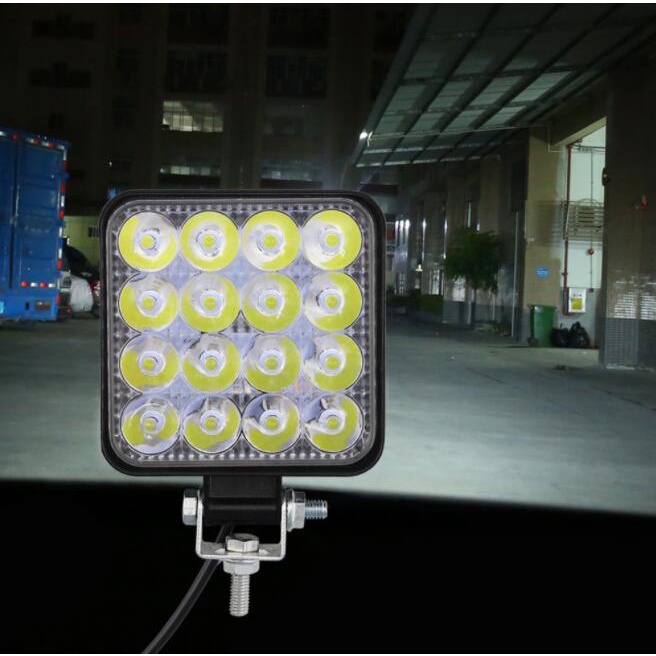 1 Đèn LED Vuông 48W 12V 24V Gắn Xe Hơi Xe Tải SUV 4WD